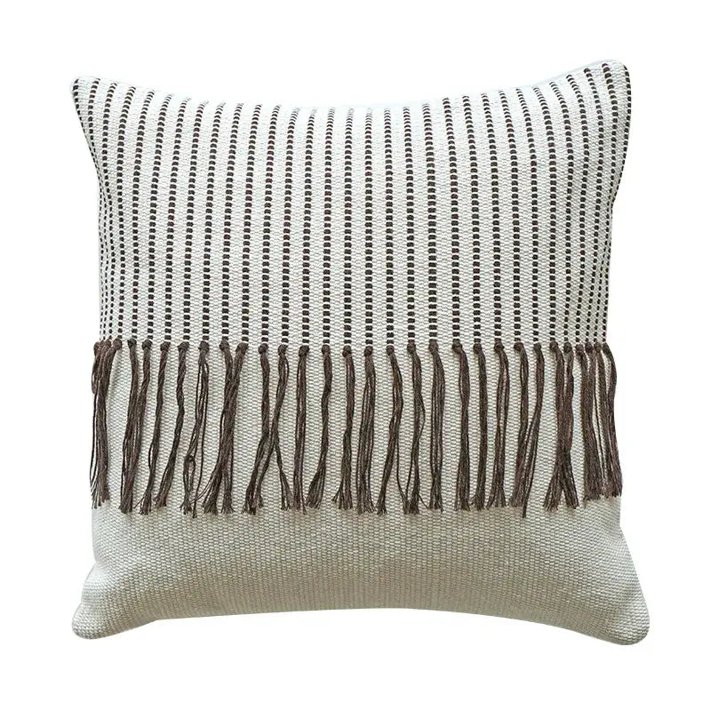 Boho moroccan fringed pillowcase set earthy tones living room decor