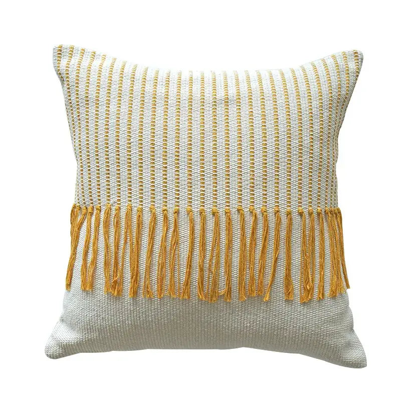 Boho moroccan fringed pillowcase set earthy tones living room decor