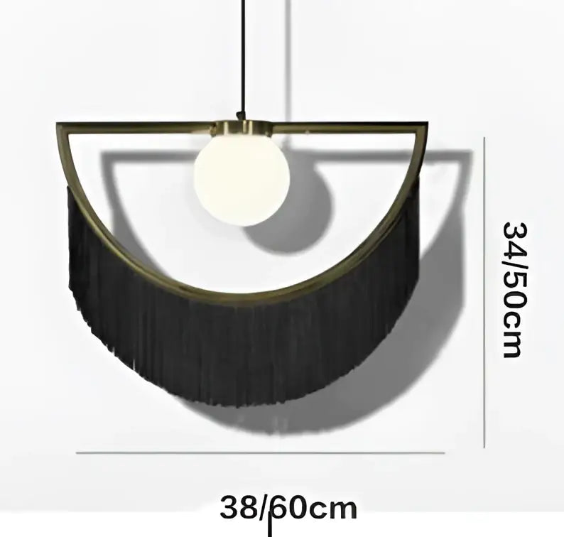 Boho multi color fringe glass ball pendant light for bedroom
