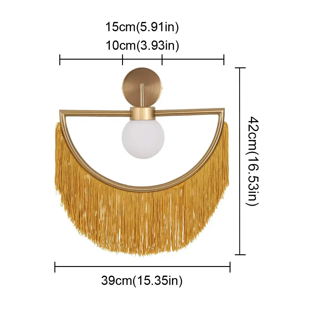 Boho multi color fringe glass ball pendant light for bedroom