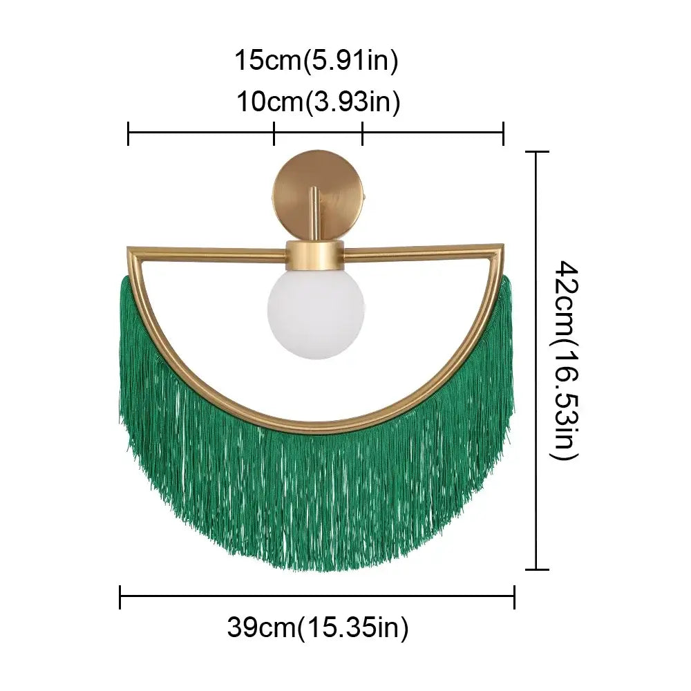 Boho multi color fringe glass ball pendant light for bedroom