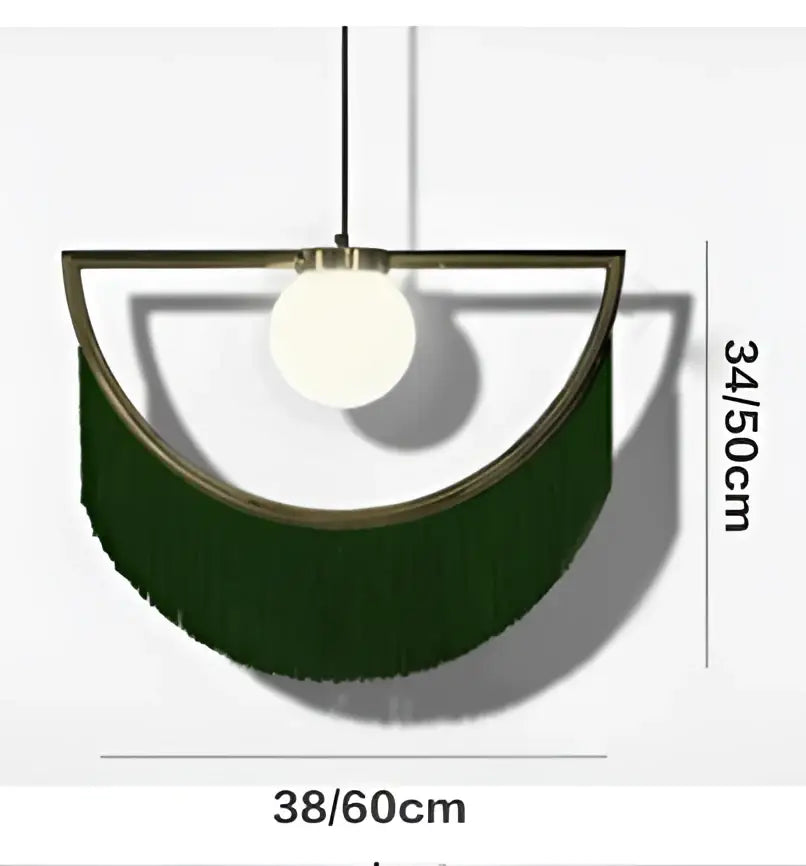 Boho multi color fringe glass ball pendant light for bedroom