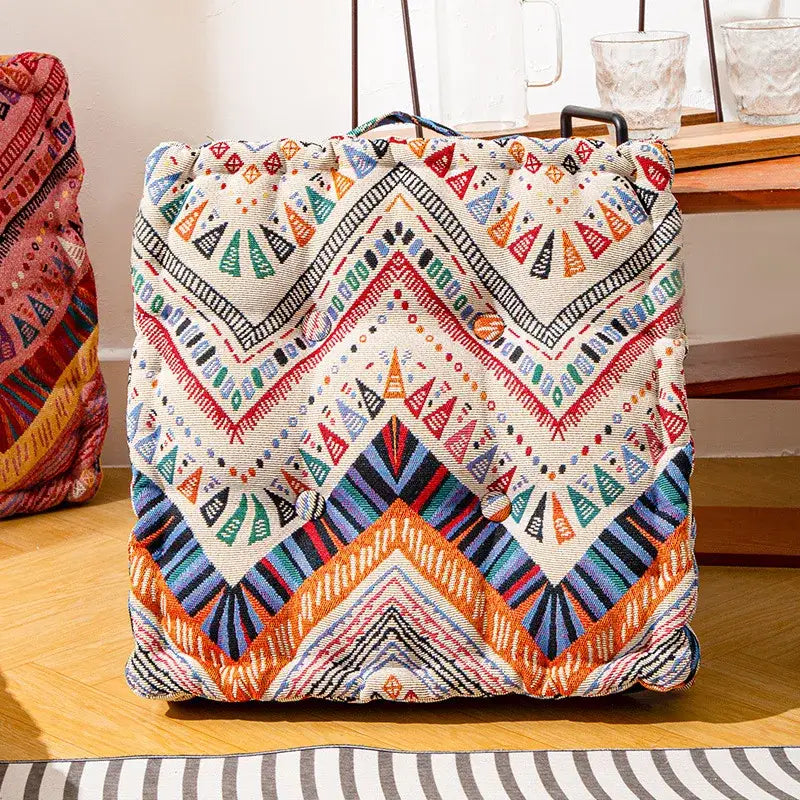 Boho multi color square floor pillows living room seating cushions