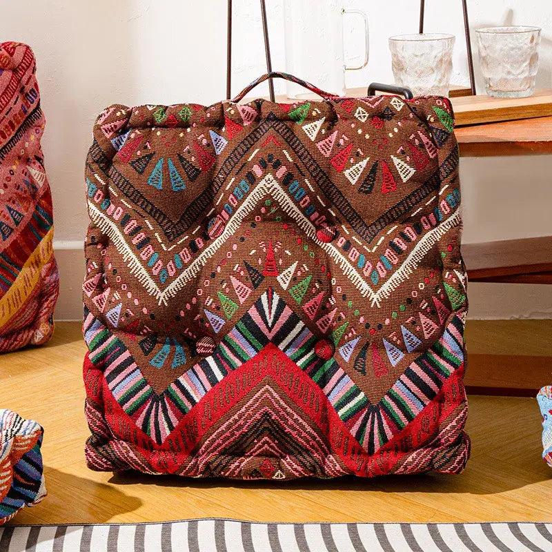 Boho multi color square floor pillows living room seating cushions