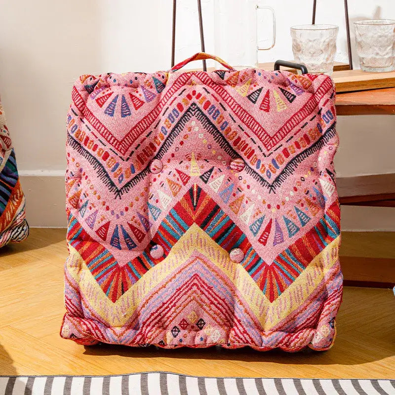 Boho multi color square floor pillows living room seating cushions