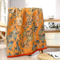 Boho navy & yellow cotton bath towel bathroom floral decor