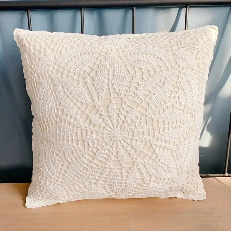 Boho off-white crochet cushion cover living room woven pillow case