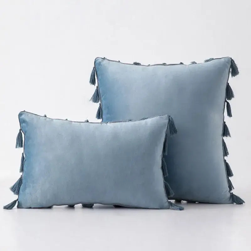 Boho orange velvet tassel fringe pillow covers living room decor