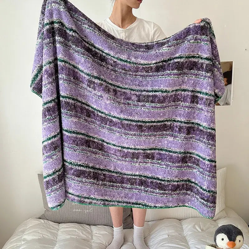 Boho printed blanket earthy geometric chunky knit bedroom shawl