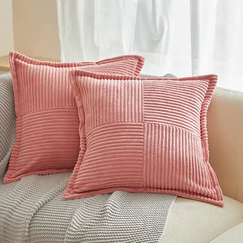 Boho striped emerald green corduroy pillow covers living room decor