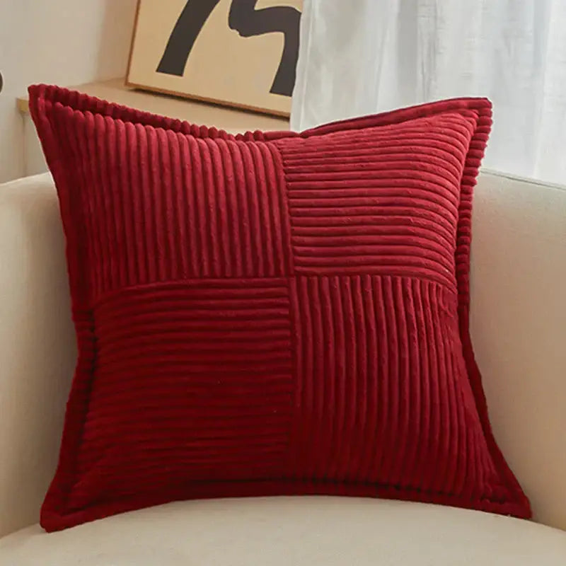 Boho striped emerald green corduroy pillow covers living room decor