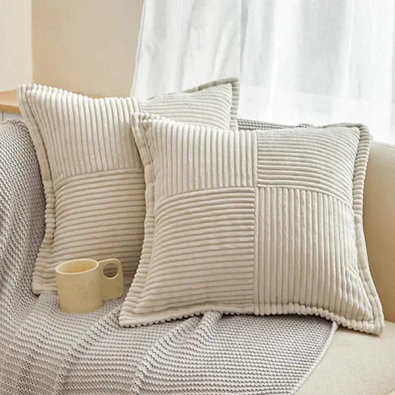 Boho striped emerald green corduroy pillow covers living room decor
