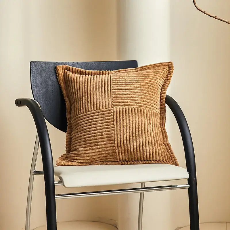 Boho striped pillow covers cream quilted living room decor