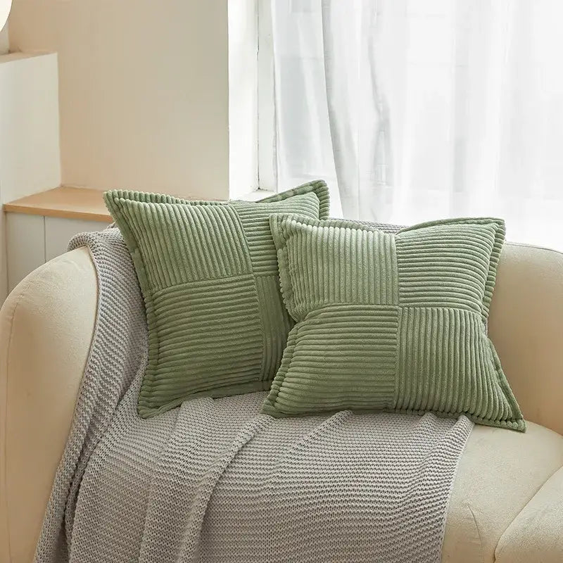 Boho striped pillow covers cream quilted living room decor