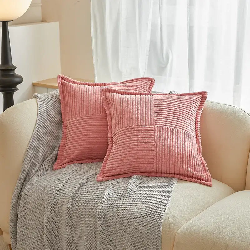 Boho striped pillow covers cream quilted living room decor