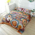 Boho teal floral cotton cover throw blanket bedroom quilt set