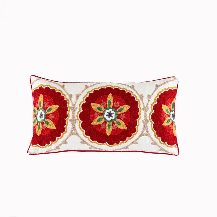 Boho vintage embroidered alpaca lumbar pillow case bedroom decor