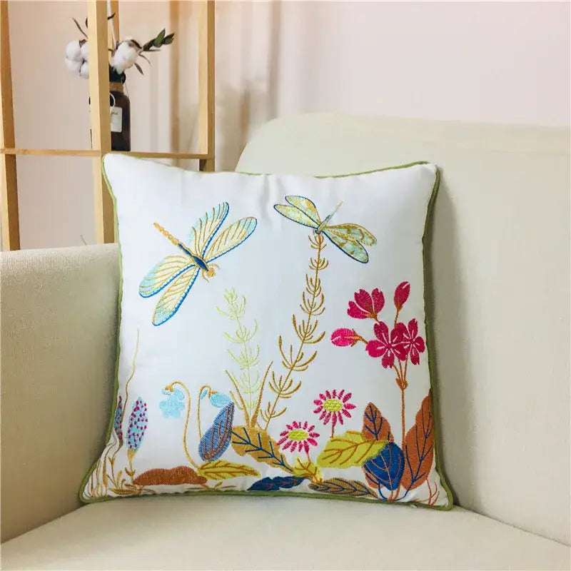 Boho vintage embroidered alpaca lumbar pillow case bedroom decor