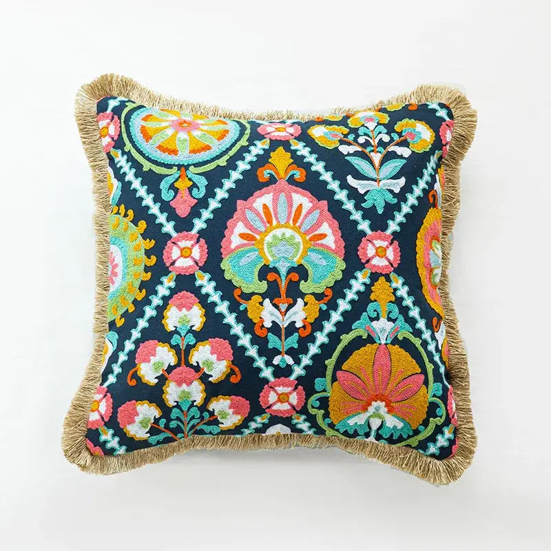 Boho vintage embroidered alpaca lumbar pillow case bedroom decor