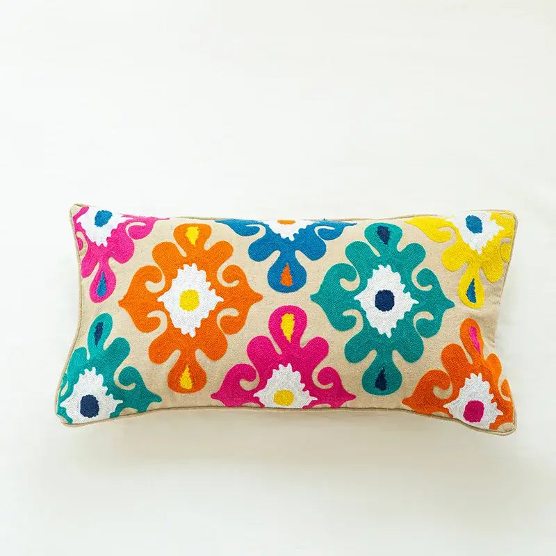 Boho vintage embroidered alpaca lumbar pillow case bedroom decor