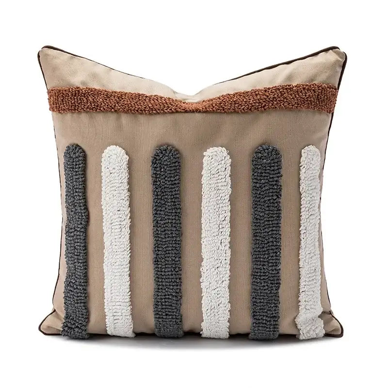 Boho white & gray tufted cushion cover living room throw pillow