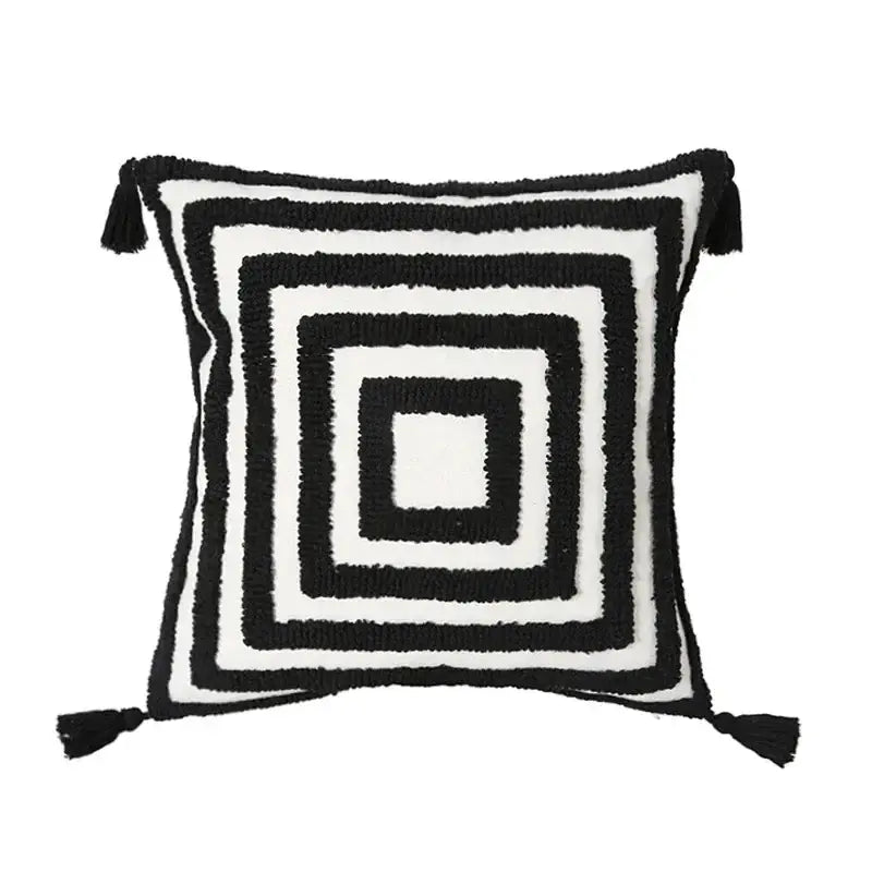 Boho white & gray tufted cushion cover living room throw pillow