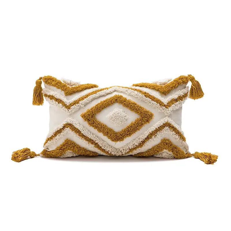 Boho white & gray tufted cushion cover living room throw pillow