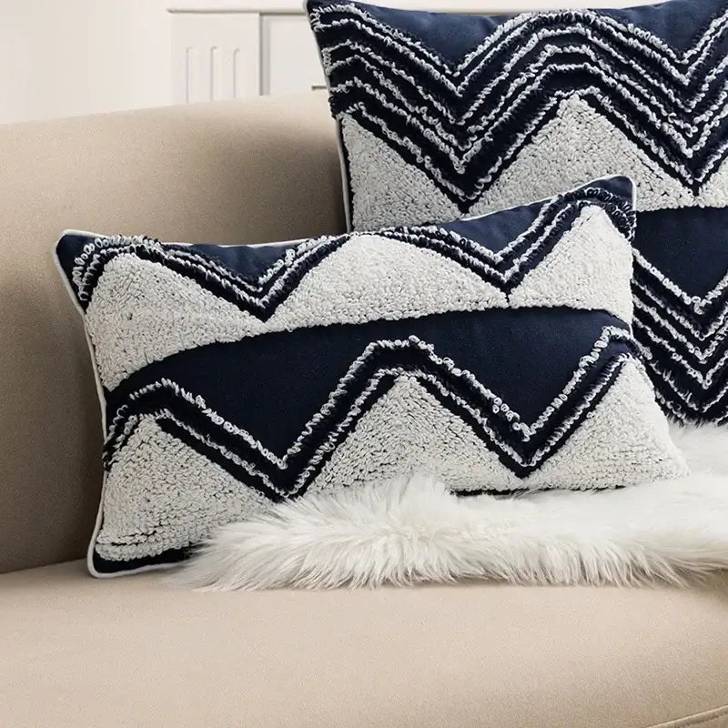 Boho white & gray tufted cushion cover living room throw pillow