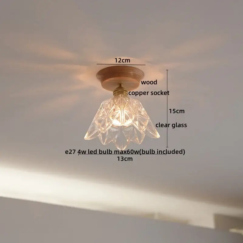 Boho woven rattan wood led ceiling light for bedroom decor