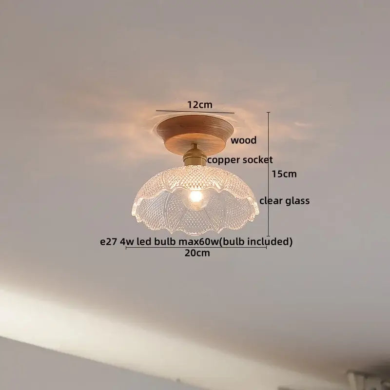 Boho woven rattan wood led ceiling light for bedroom decor