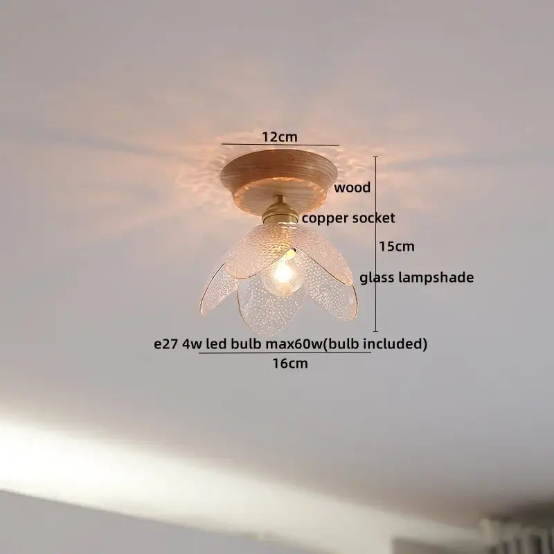 Boho woven rattan wood led ceiling light for bedroom decor