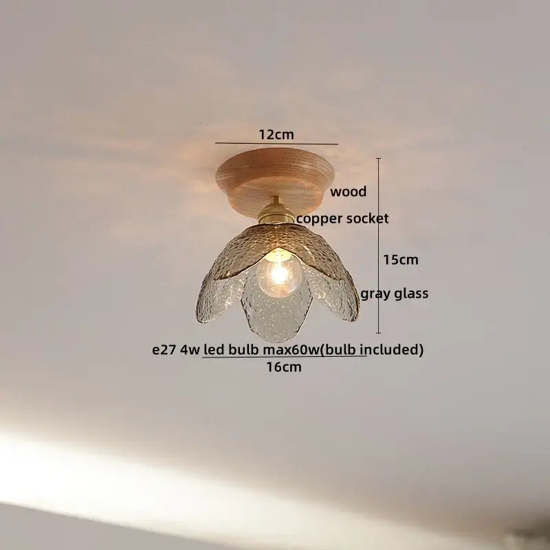 Boho woven rattan wood led ceiling light for bedroom decor