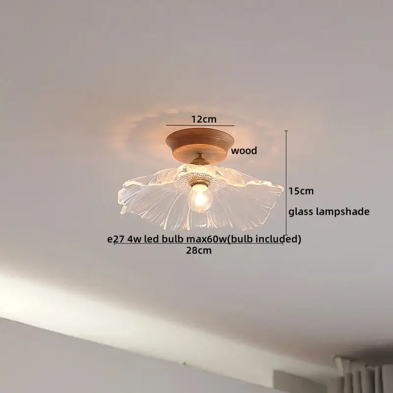 Boho woven rattan wood led ceiling light for bedroom decor