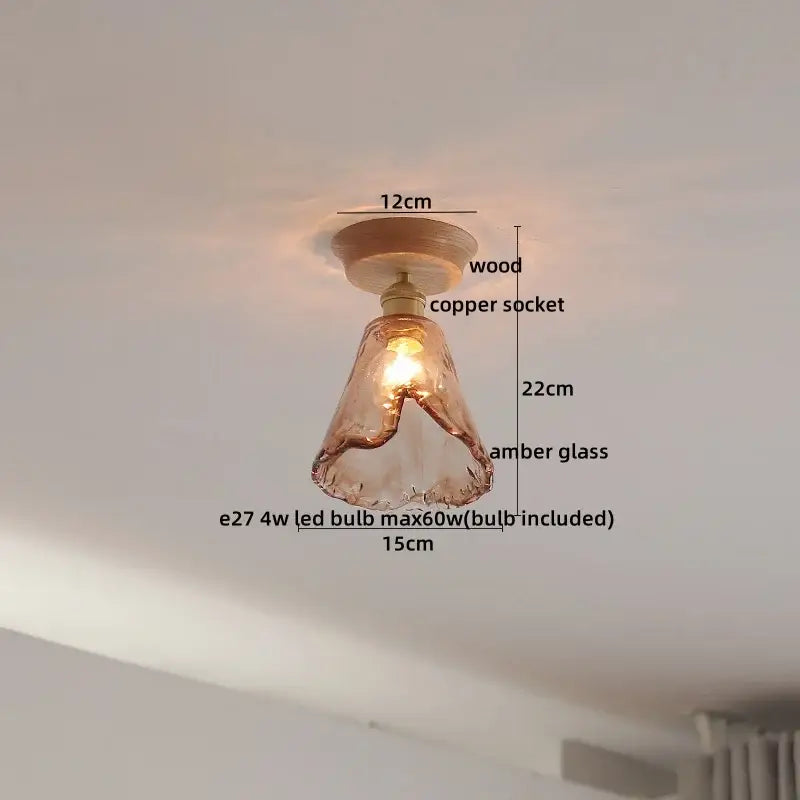 Boho woven rattan wood led ceiling light for bedroom decor