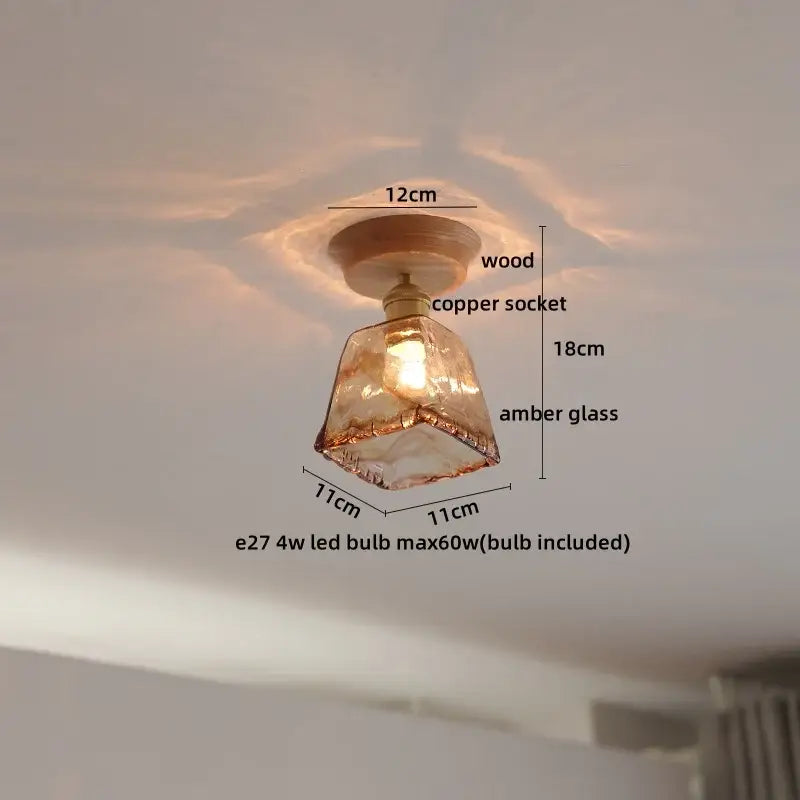 Boho woven rattan wood led ceiling light for bedroom decor