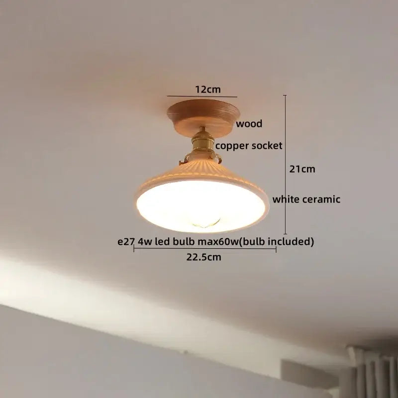 Boho woven rattan wood led ceiling light for bedroom decor