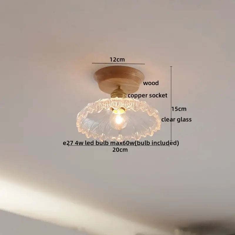 Boho woven rattan wood led ceiling light for bedroom decor