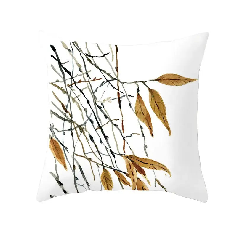 Botanical autumn maple leaves plush pillow case living room decor