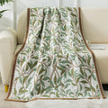 Botanical blue and orange cotton gauze bath towel bathroom throw