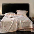 Botanical ivory eucalyptus fiber flowers quilt set bedroom bedspread