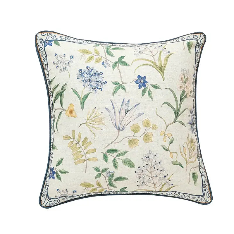 Botanical leaf watercolor linen lumbar pillowcase bedroom decor