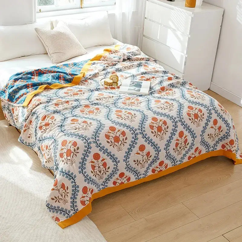 Botanical off-white decorbites cotton leisure blanket bedroom bedspread