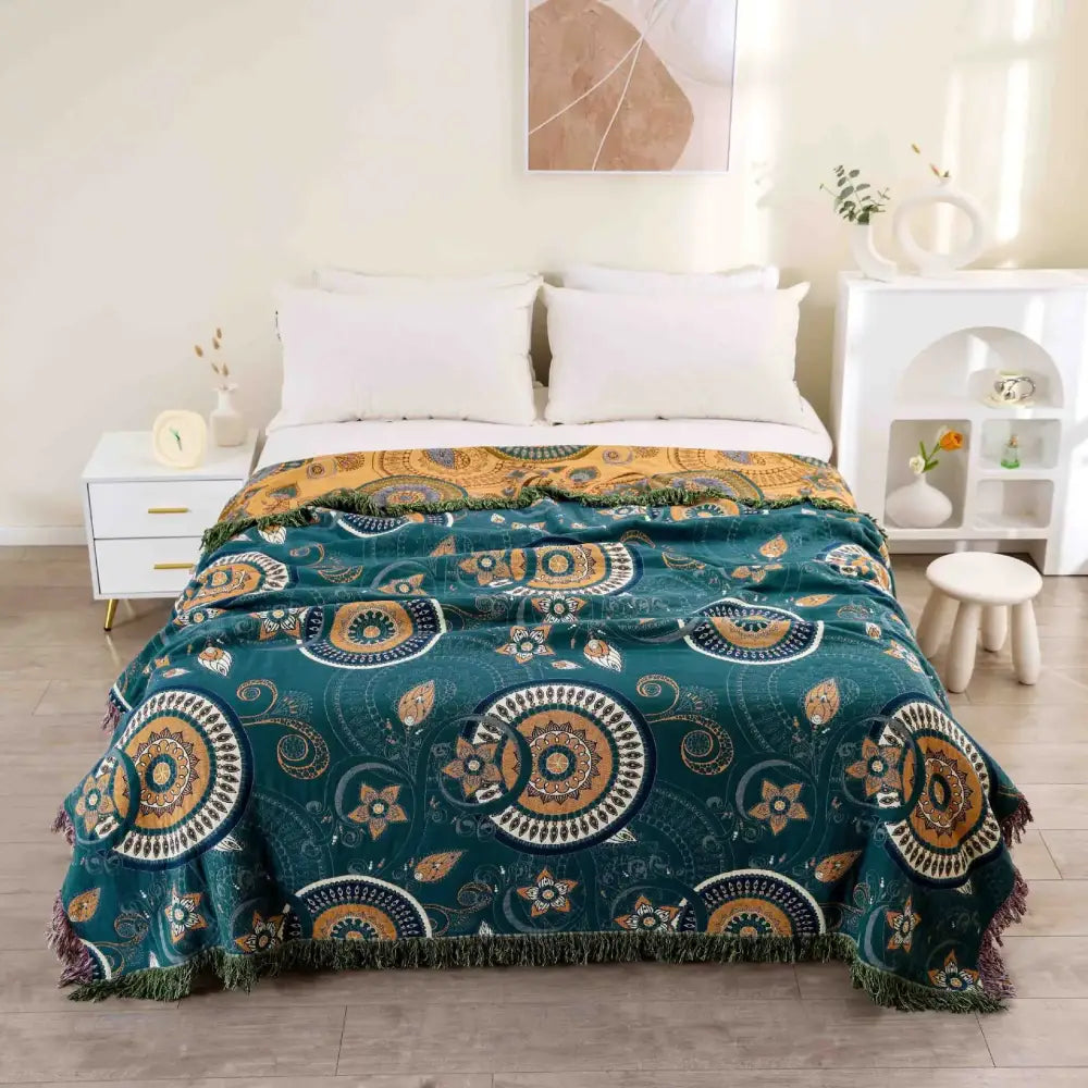 Botanical off-white decorbites cotton leisure blanket bedroom bedspread