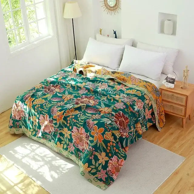 Botanical off-white decorbites cotton leisure blanket bedroom bedspread