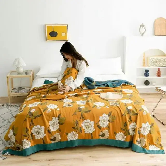 Botanical off-white decorbites cotton leisure blanket bedroom bedspread