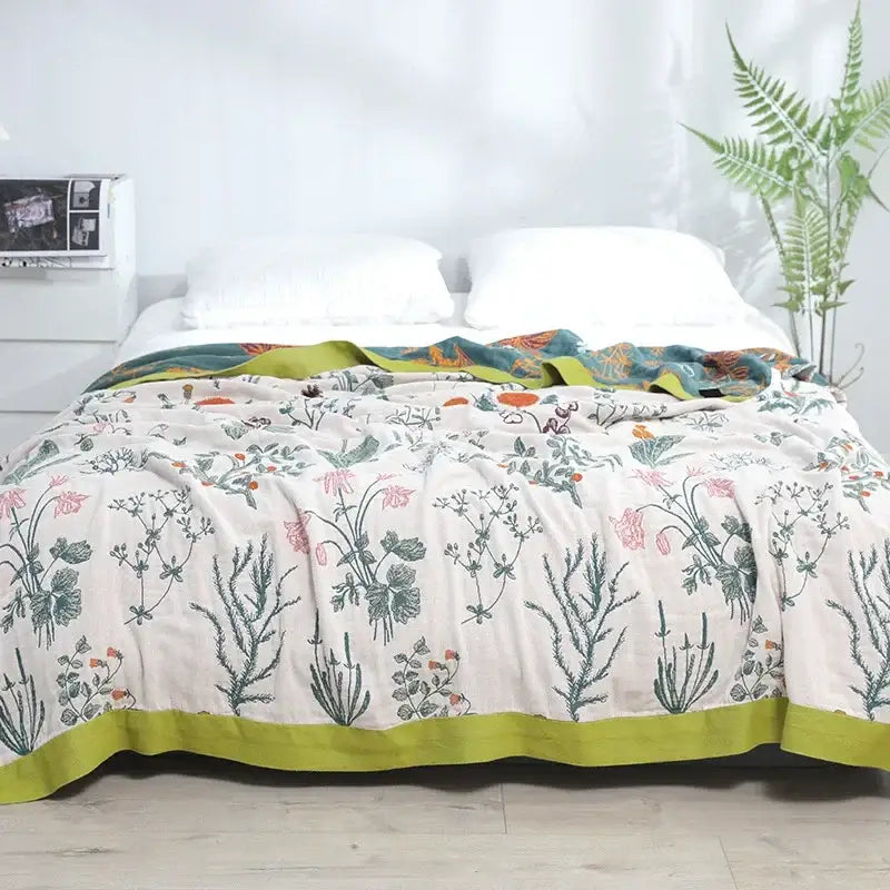 Botanical off-white decorbites cotton leisure blanket bedroom bedspread