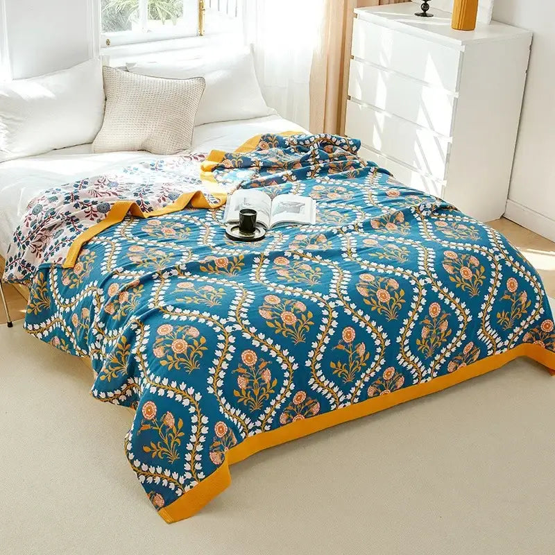 Botanical off-white decorbites cotton leisure blanket bedroom bedspread