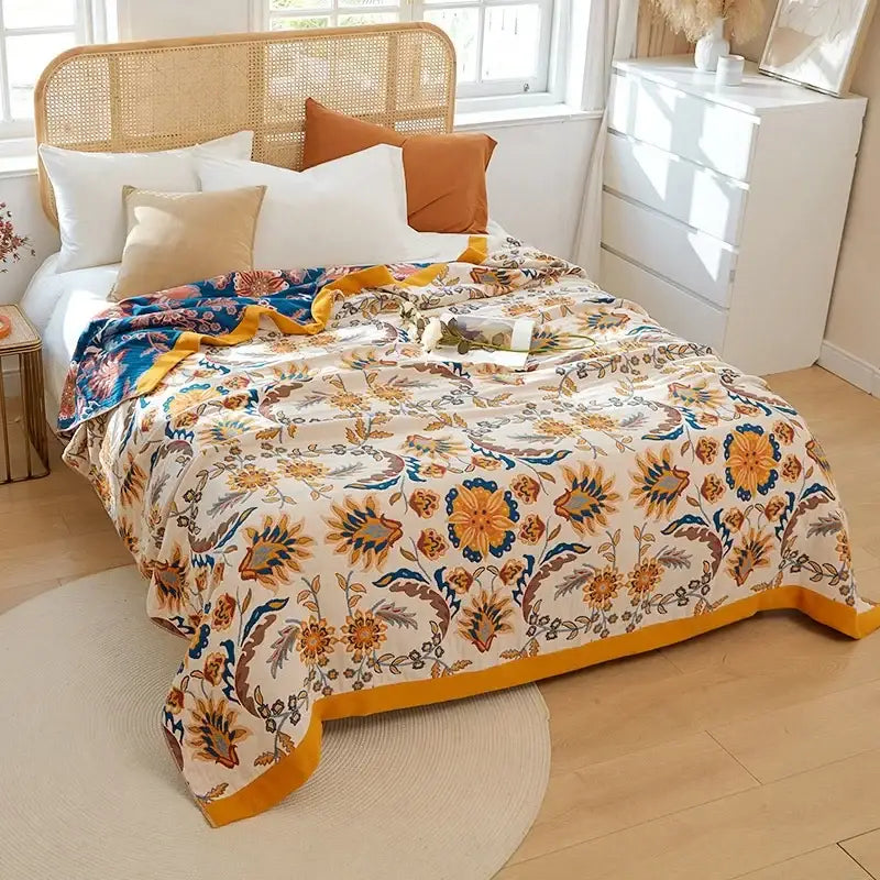 Botanical off-white decorbites cotton leisure blanket bedroom bedspread