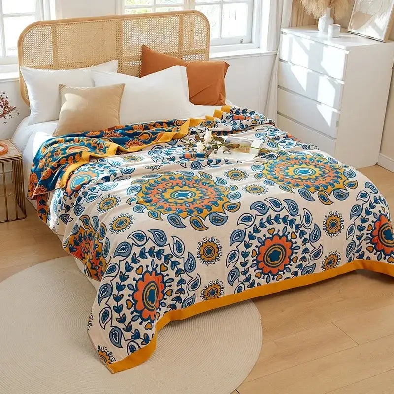 Botanical off-white decorbites cotton leisure blanket bedroom bedspread