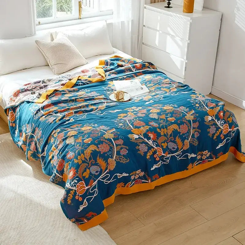Botanical off-white decorbites cotton leisure blanket bedroom bedspread